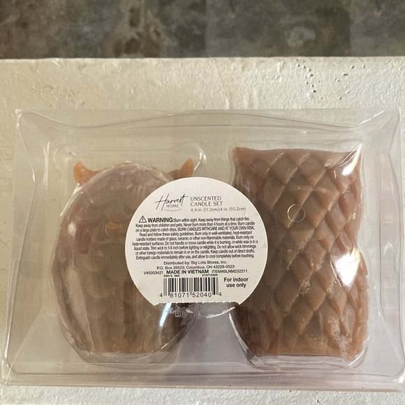BNIB- 4.7"- Hand Carved- Unscented- 2 Pack- Brown Owl Figural Candles Decor Set - Picture 13 of 17